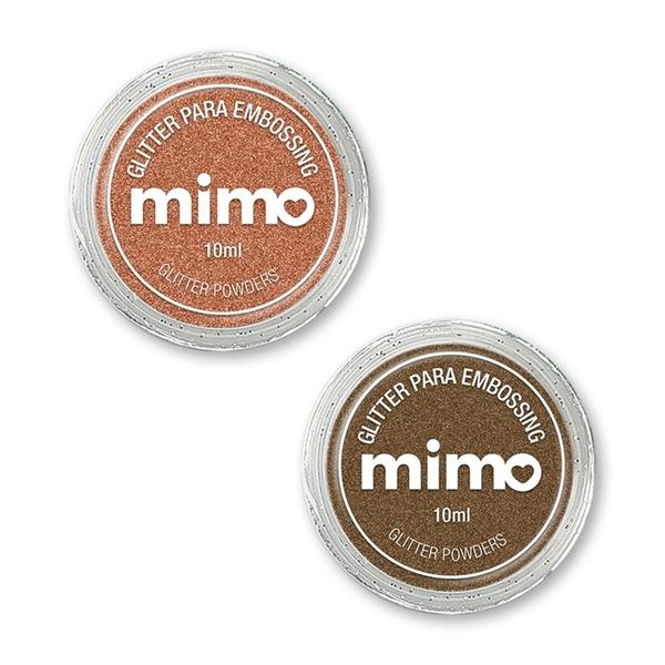 Pó de Embossing Glitterizado Cobre Fresh e Cobre Brown - Mimo - 2 Unids
