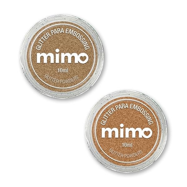 Pó de Embossing Glitterizado Cobre Light e Ouro Sand - Mimo - 2 Unids