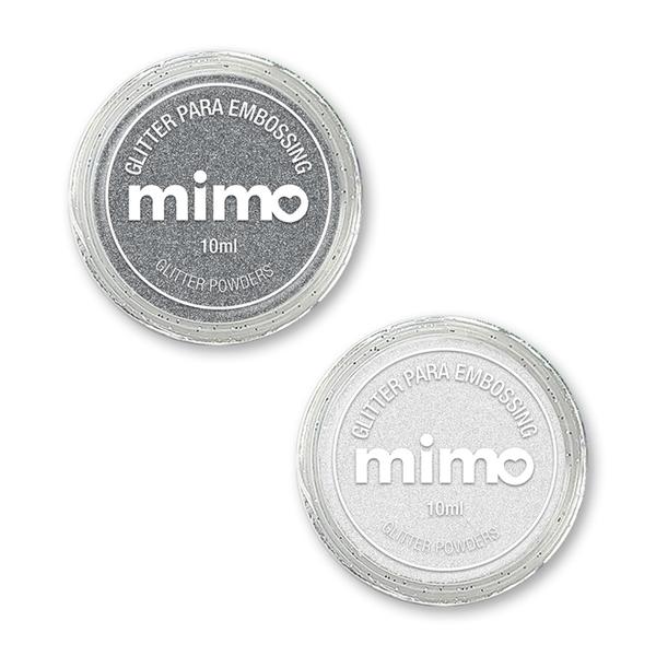Pó de Embossing Glitterizado Prata e Branco - Mimo - 2 Unids