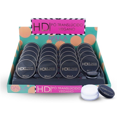 Pó Facial Translúcido HD Vegano Dalla Makeup - Box C/ 19 Unid + Provador