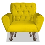 Poltrona Cadeira Decorativa Safira Retrô Corano Amarelo - BC DECOR
