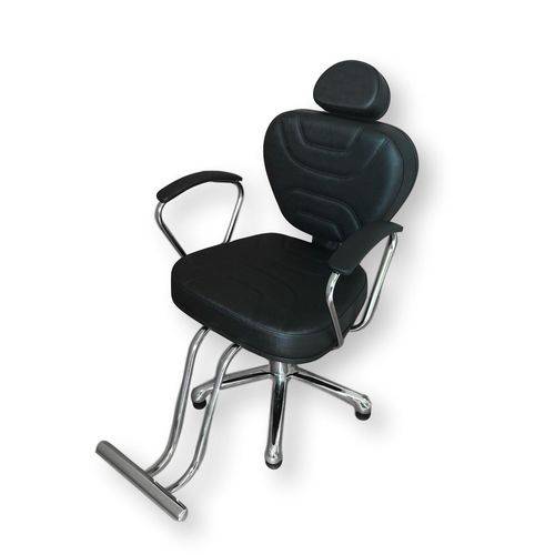 Poltrona cadeira hidraulica reclinável diamante p/ cabeleireiro, barbeiro,  maquiagem, fortebello móveis, cor: preto 3D