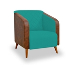 Poltrona Cadeira Silmara Decorativa Recepção Escritório Sala Corano Azul Turquesa - BC Decor