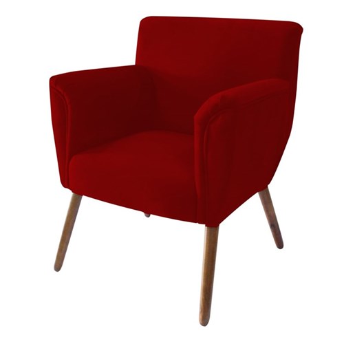 Poltrona Cadeira Sofá Aurora Decorativa Suede Vermelho para Sala de Estar Recepção Escritório - Ds Decor