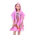 Poncho toalha infantil modelo Sereia Rosa com capuz