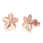 Popular Mulheres Ear Studs simples forma de flor com pequeno Zircon para Lady Feminino