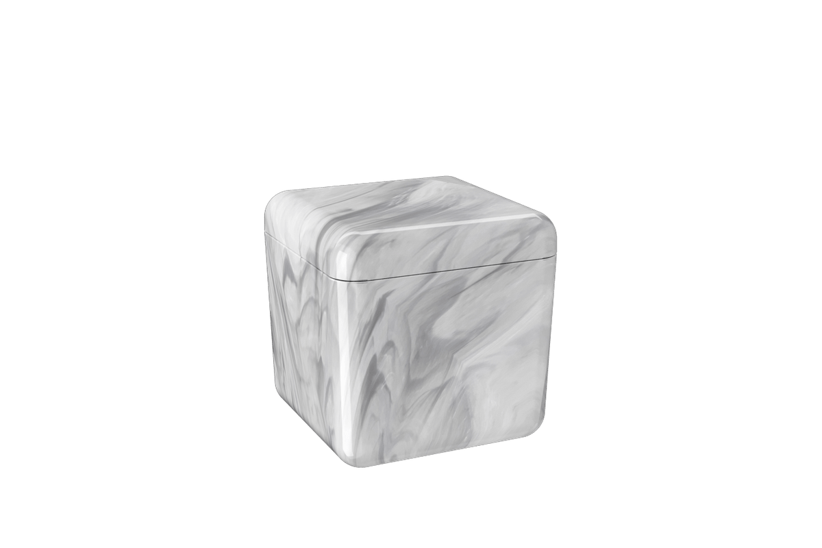 Porta-algodão/cotonete Cube - MBC 8,5 X 8,5 X 8,5 Cm Mármore Branco Coza