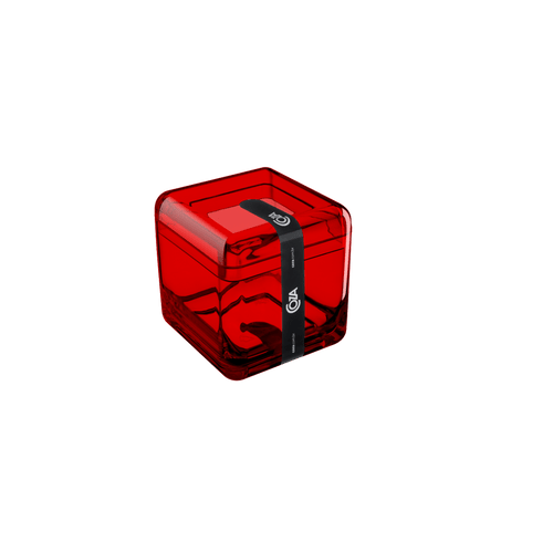 Porta Algodão/Cotonetes - Cube 8,5 X 8,5 X 8,5 Cm Vermelho Transparente Coza