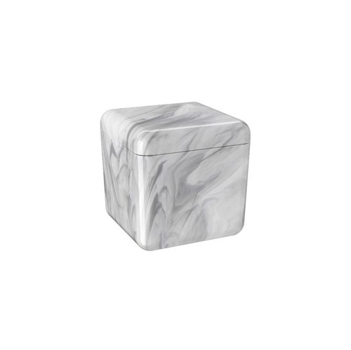 Porta Algodão/Cotonetes Cube 8,5x8,5x8,5cm Mármore Branco - 20879/0480 - Coza - Coza