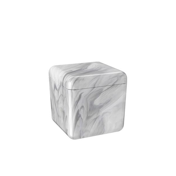 Porta Algodão / Cotonetes Cube Coza Mármore Branco 8,5 X 8,5 X 8,5 Cm