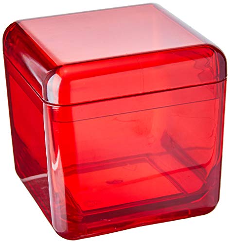 Porta Algodão/Cotonetes Cube, Coza, Vermelho Transparente