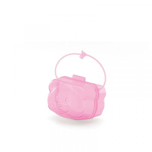 Porta Chupeta Urso Rosa Bebe Translucido - Adoleta Bebê