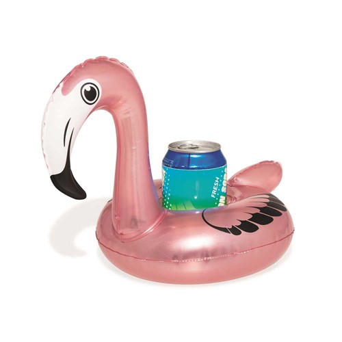 Porta Copo Inflável em Formato de Animais Bestway que Flutua Perfeitamente, Sendo Indicado para Piscinas e Jacuzzis Flamingo