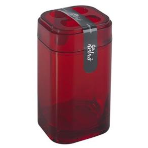 Porta-Escova 6,5 X 6,5 X 12,7 Cm - Vermelho Transparente Coza
