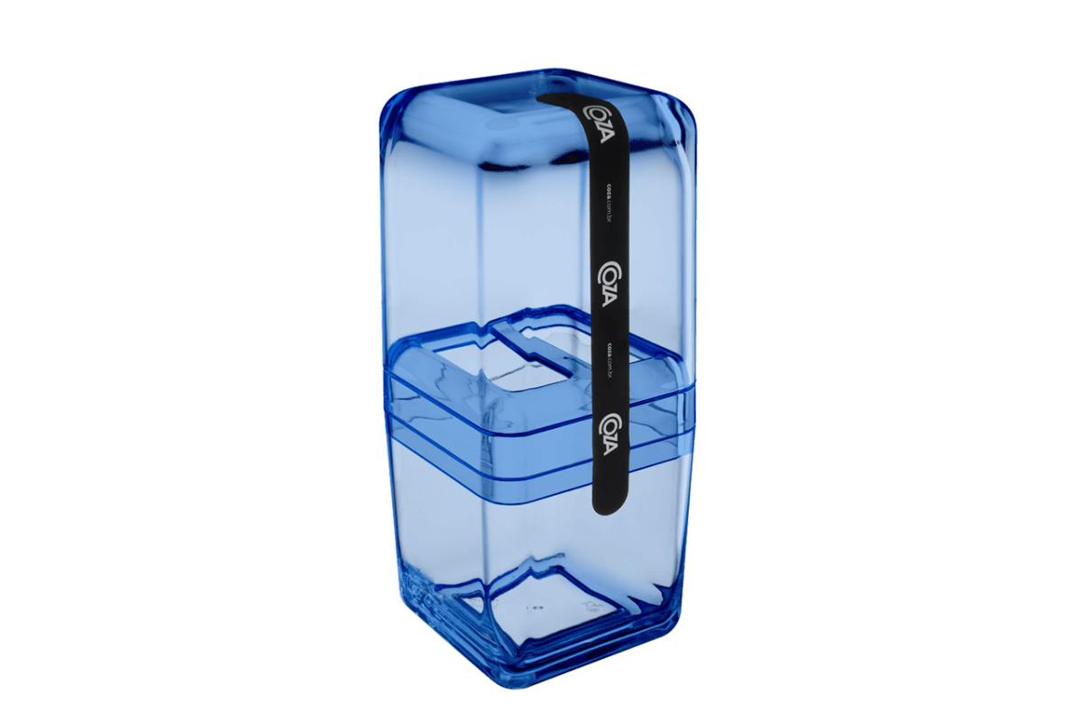 Porta Escova com Tampa - Cube 10,4 X 8,3 X 2,1 Cm Azul Coza