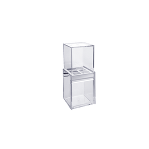 Porta Escova/Creme com Sobretampa - Quadrata 8 X 8 X 20,5 Cm - Cristal Brinox