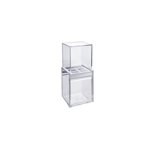 Porta Escova/Creme com Sobretampa - Quadrata 8 X 8 X 20,5 Cm Cristal