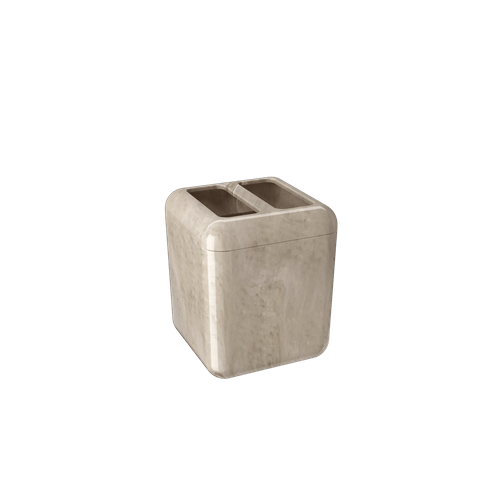 Porta Escova Cube Coza 8,5 X 8,5 X 10,5 Cm Mármore Areia Coza