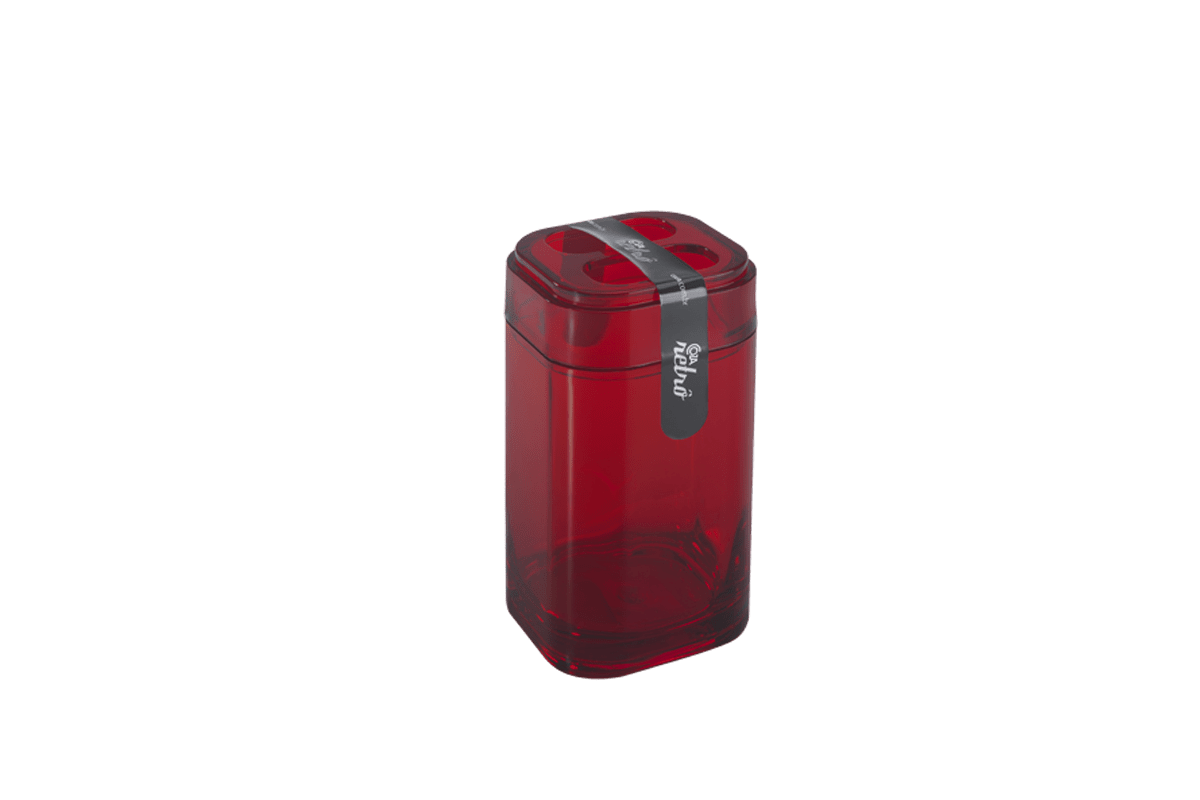 Porta-Escova - Splash 6,5 X 6,5 X 12,7 Cm Vermelho Transparente Coza