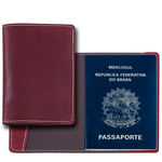Porta Passaporte em Couro Legítimo Vinho