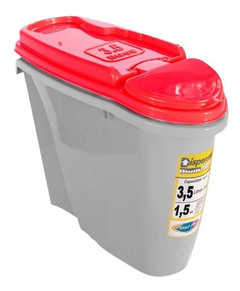 Porta Ração Dispenser Home Plast Pet 3,5L 1,5kg Vermelho