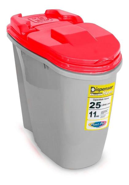 Porta Ração Dispenser Home Plast Pet 25L 11kg Vermelho