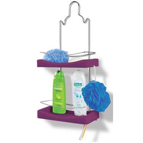 Porta Shampoo Duplo Cromo Colors Aço e Plastico Lilás 349-8 - Niquelart - Lilás
