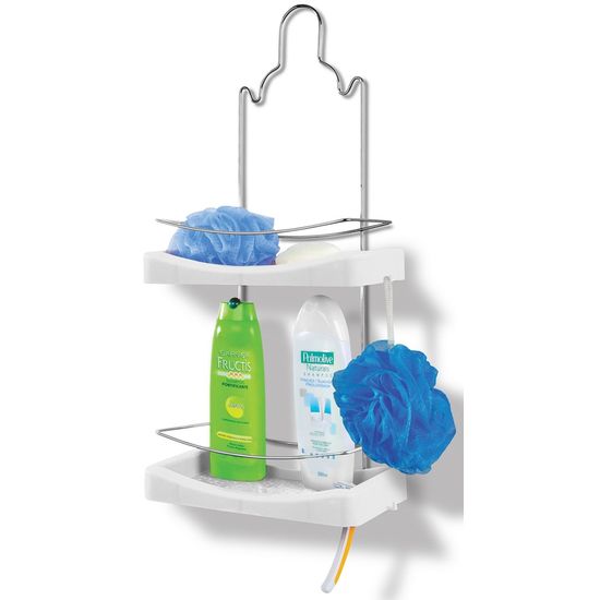 Porta Shampoo Duplo Niquelart 349-4 Cromo Colors Aço e Plástico Branco