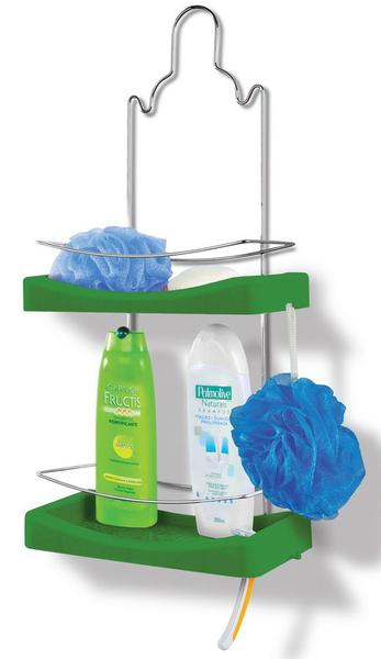 Porta Shampoo Duplo Niquelart 349-3 Cromo Colors Aço e Plástico Verde