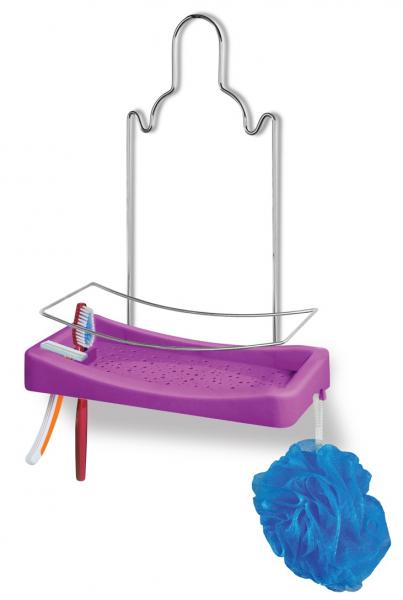 Porta Shampoo Simples Cromo Colors Aço e Plastico Lilás 348-8 - Niquelart - Niquelart