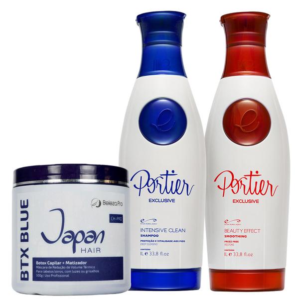 Portier Exclusive Kit de Alinhamento Capilar - 2x1L + Beleza Pro Japan Hair BBTOX BTX Blue Capilar
