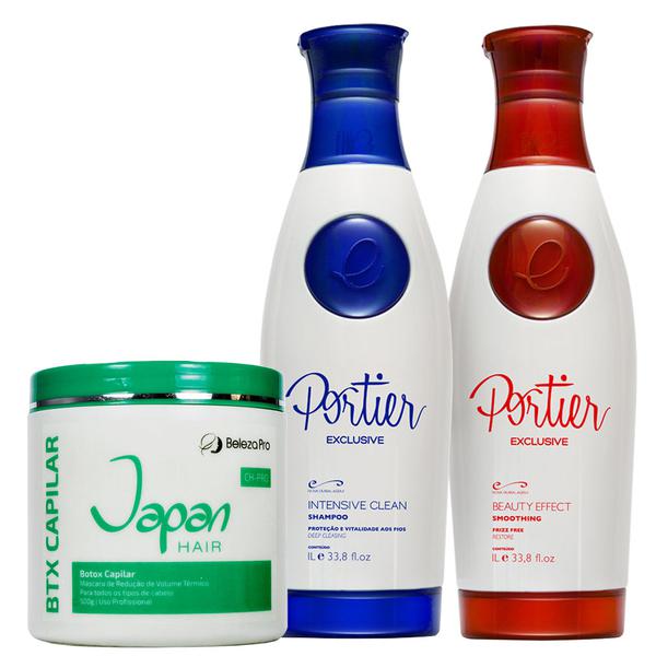 Portier Exclusive Kit de Alinhamento Capilar - 2x1L + Beleza Pro Japan Hair BBTOX BTX Capilar - 500g