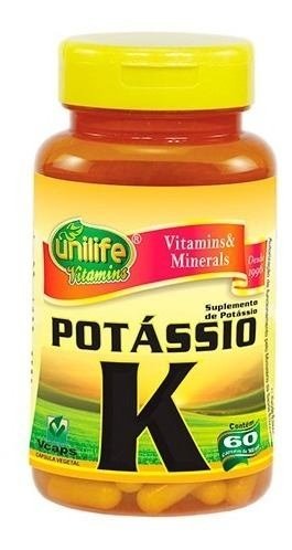 Potássio Quelato Vitamina K Unilife 60 Cápsulas 560Mg