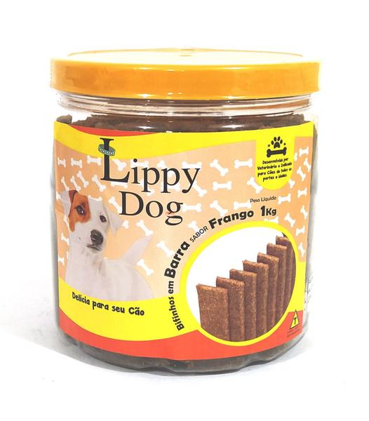 Pote de Bifinho para Cachorro Sabor Frango Lippy Dog 1kg