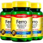 3 Potes Ferro 100% IDR 60 cápsulas Maxinutri