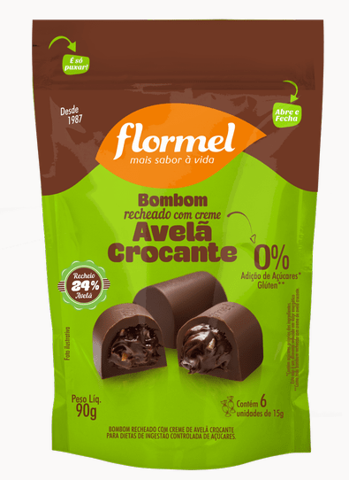 Pouch Bombom Recheio Creme Avelã Crocante 75g - Flormel