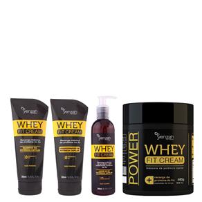Power Whey Fit Cream Yenzah - Kit Shampoo + Condicionador + Leave-in + Máscara Kit