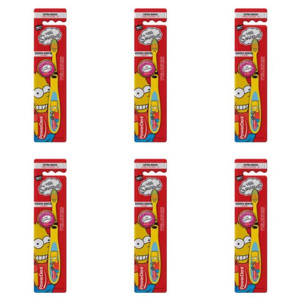 Powerdent The Simpsons + 8 Anos C/ Protetor Escova Dental (Kit C/06)
