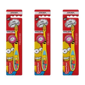 Powerdent The Simpsons + 8 Anos com Protetor Escova Dental - Kit com 03