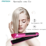 Prancha De Cabelo Titanium USB recarga mini alisador de cabelo LED display sem fio cabelo liso cabelos de ferro PRITECH