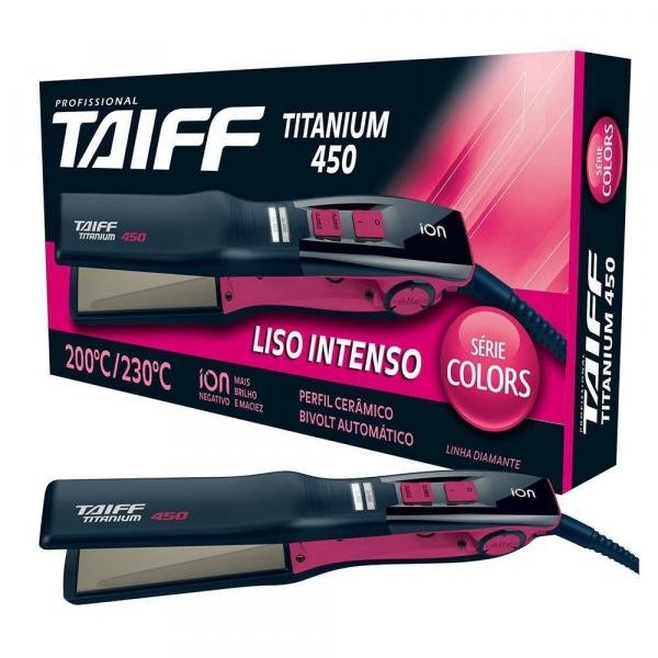 Prancha Titanium 450 Colors Pink 200C/230C - Bivolt - Taiff