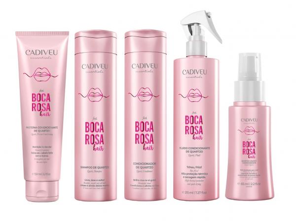 Pré Shampoo / Shampoo E Condicionador / Leave-in / Reparador De Pontas - Linha Quartzo Boca Rosa Hair Cadiveu C/5