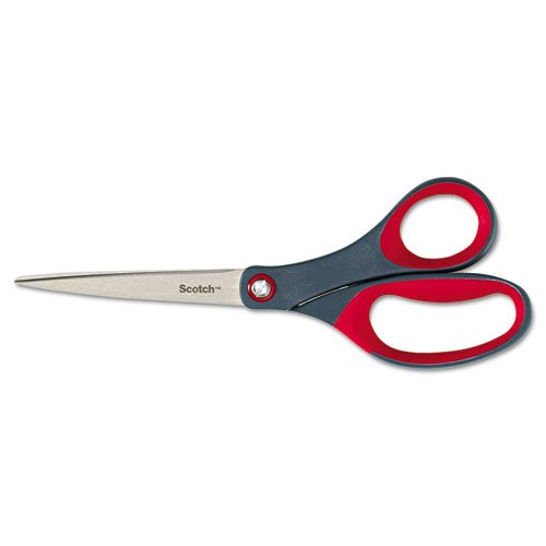 Precision Scissors, Pointed, 20cm Length, 7.9cm Cut, Grey/Red, Sold as 1 Each