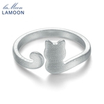 Presente Anel Lamoon bonito Cat Forma Little prata esterlina 925 de abertura ajustável