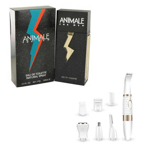 Presente para Homem Kit Perfume Animale For Men 100 Ml com Aparador de Pelos 4-1 Nariz Ouvido Barba