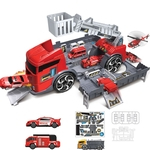 Presente Toy Boy Engenharia fogo Inércia Car Model Set Parking Lot Deslize