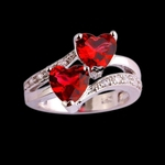 Presente Valentine anel de casamento anel de noivado para Mulheres Meninas dobro do cora??o anel de diamante j¨®ias femininas