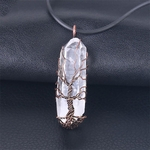 Presentes Crystal Clear Árvore Pendant Bronze Fio Colar Enrole Para Mulher