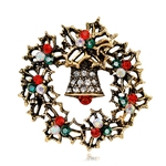 Retro Christmas Bell Rhinestone Inlaid Brooch Pin Garland Pin Jewelry Xmas Gifts
