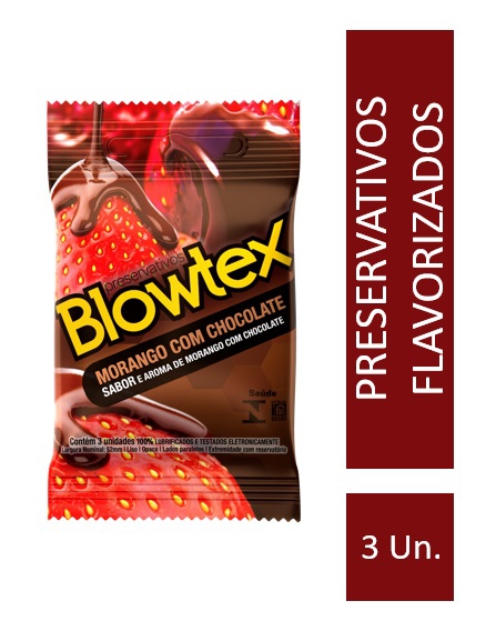 Preservativo Blowtex Morango e Chocolate C/ 3 Unidades